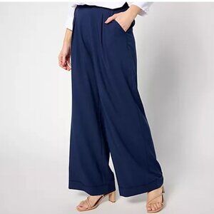 BEAUTIFUL by Lawrence Zarian Regular Pull-On Wide Leg Pant-Navy-X-Small